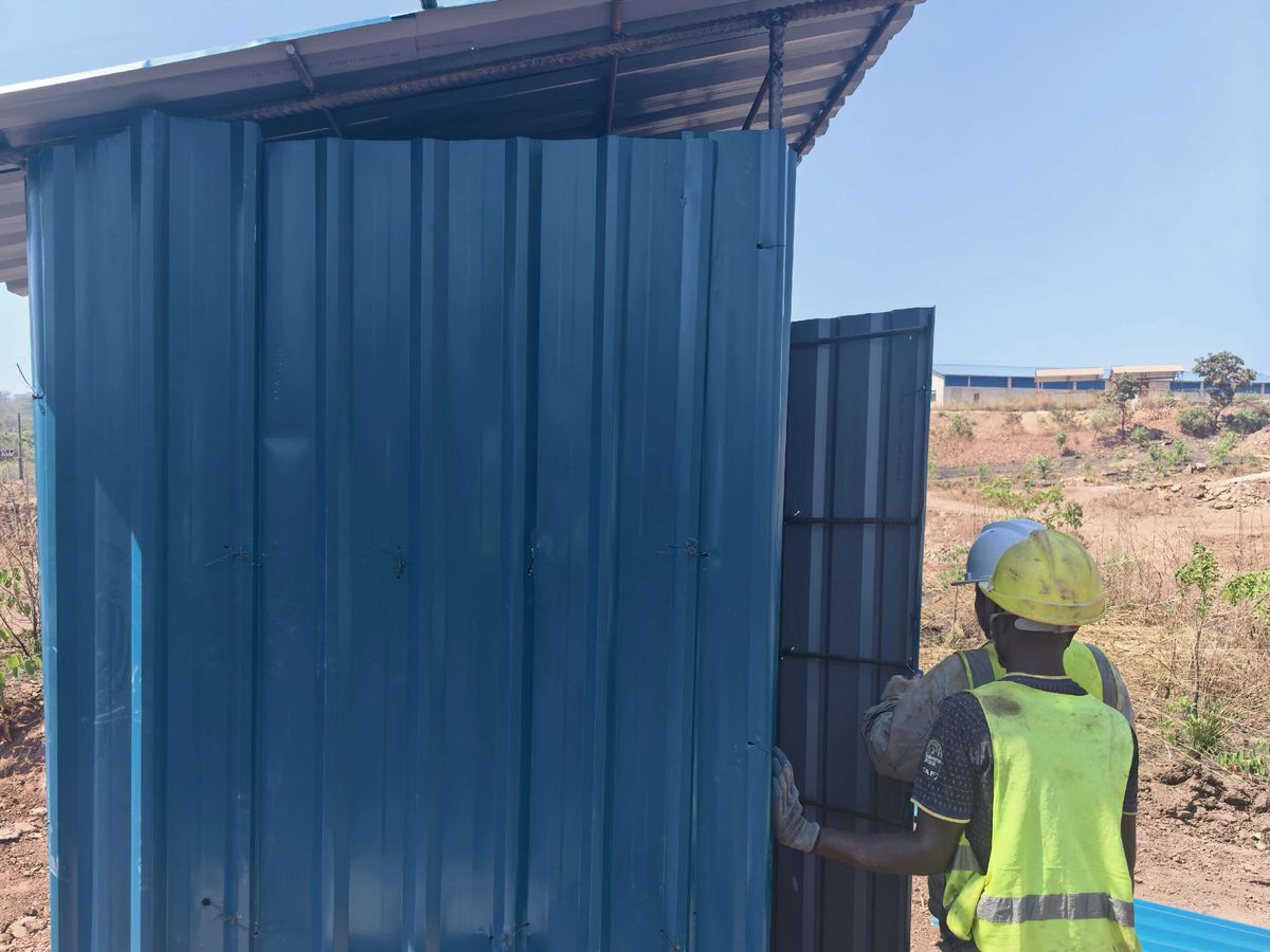 Permanent toilet block on site