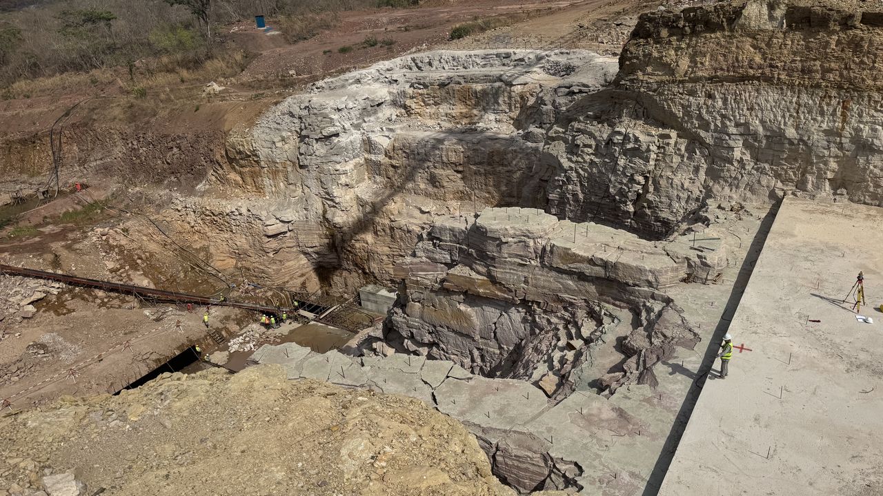 The penstock excavation seen from above, 21 September 2026