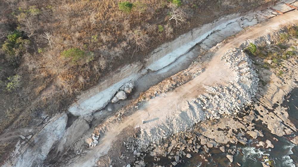 Powerhouse excavation and the penstock slope