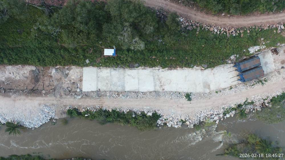 Headrace culvert alignment beside the river